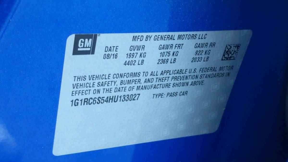 2017 Chevrolet VOLT 1G1RC6S54HU133027