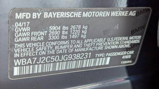 2018 BMW 7 Series WBA7J2C50JG938231