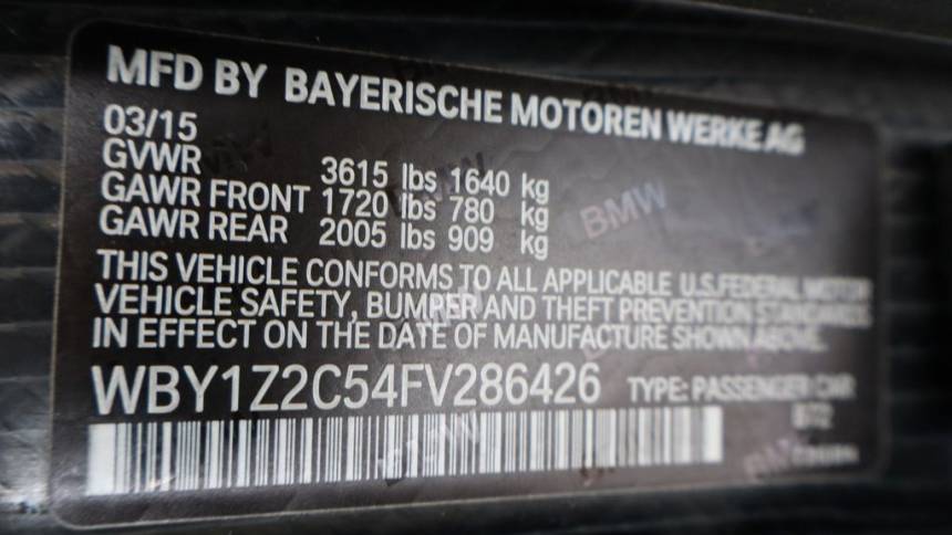 2015 BMW i3 WBY1Z2C54FV286426