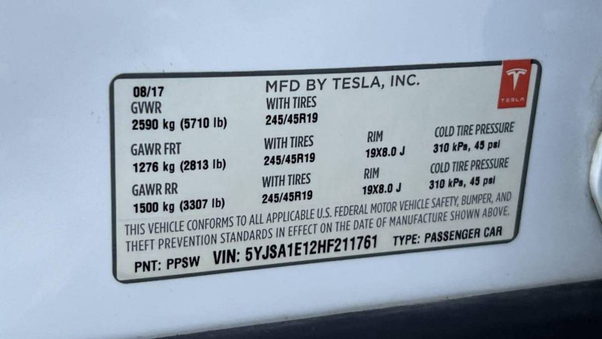 2017 Tesla Model S 5YJSA1E12HF211761