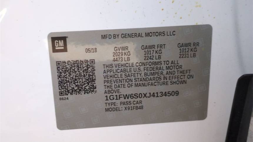 2018 Chevrolet Bolt 1G1FW6S0XJ4134509