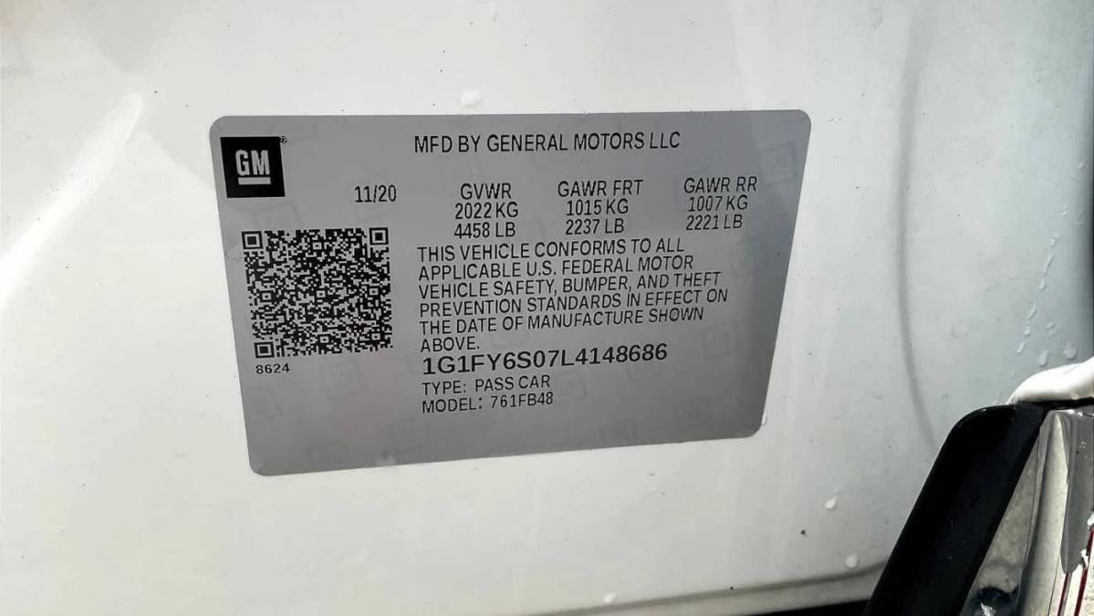 2020 Chevrolet Bolt 1G1FY6S07L4148686