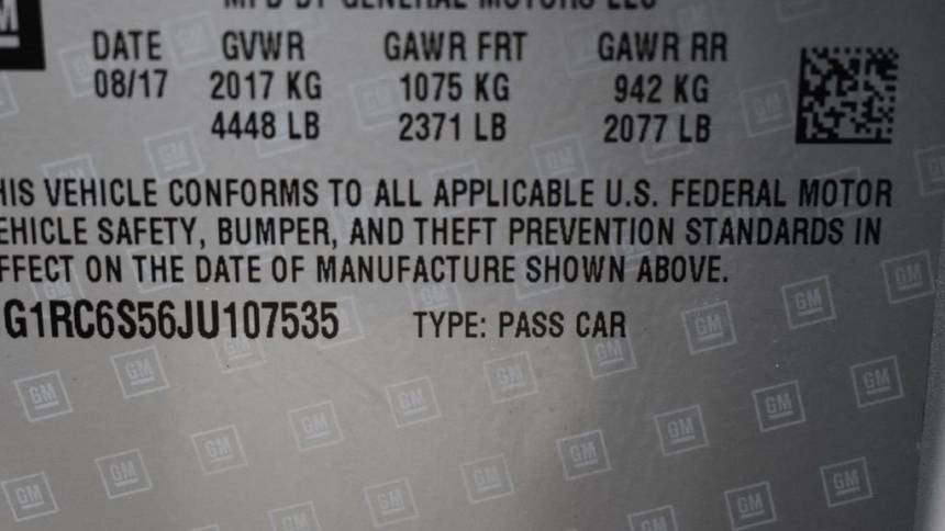 2018 Chevrolet VOLT 1G1RC6S56JU107535