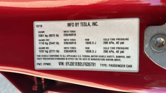 2020 Tesla Model 3 5YJ3E1EB2LF635791