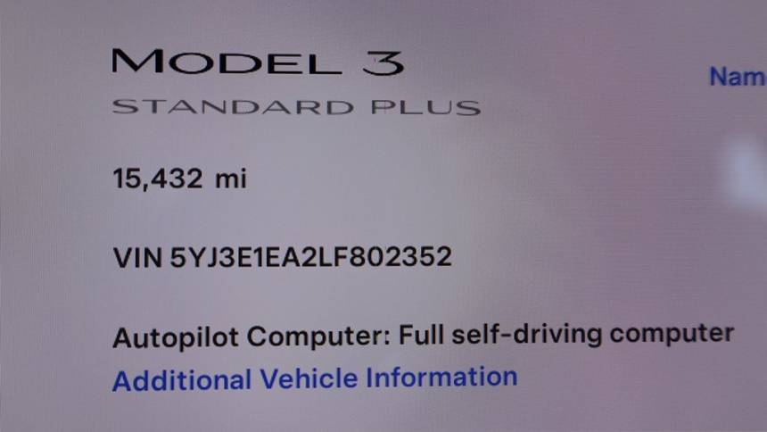 2020 Tesla Model 3 5YJ3E1EA2LF802352