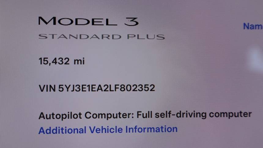 2020 Tesla Model 3 5YJ3E1EA2LF802352