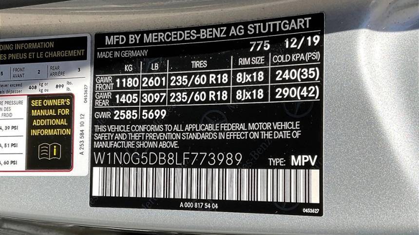 2020 Mercedes GLC 350e 4MATIC W1N0G5DB8LF773989