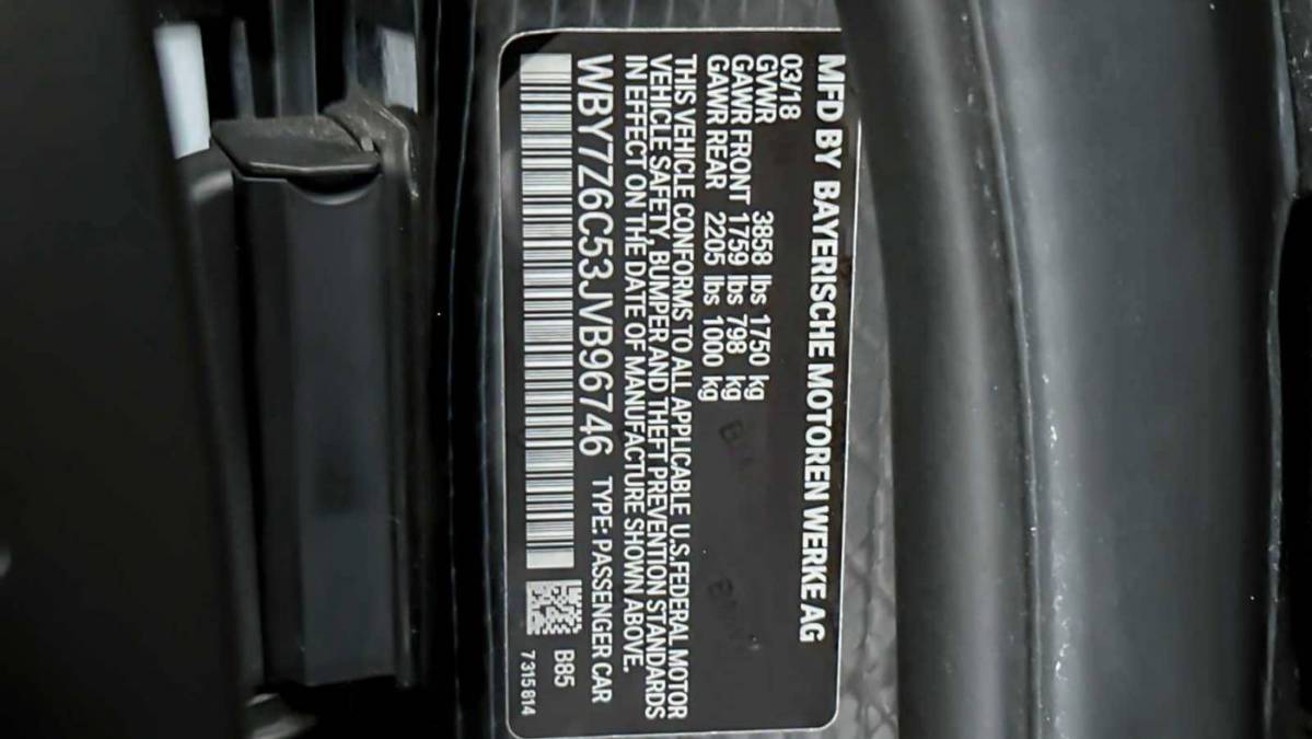 2018 BMW i3 WBY7Z6C53JVB96746