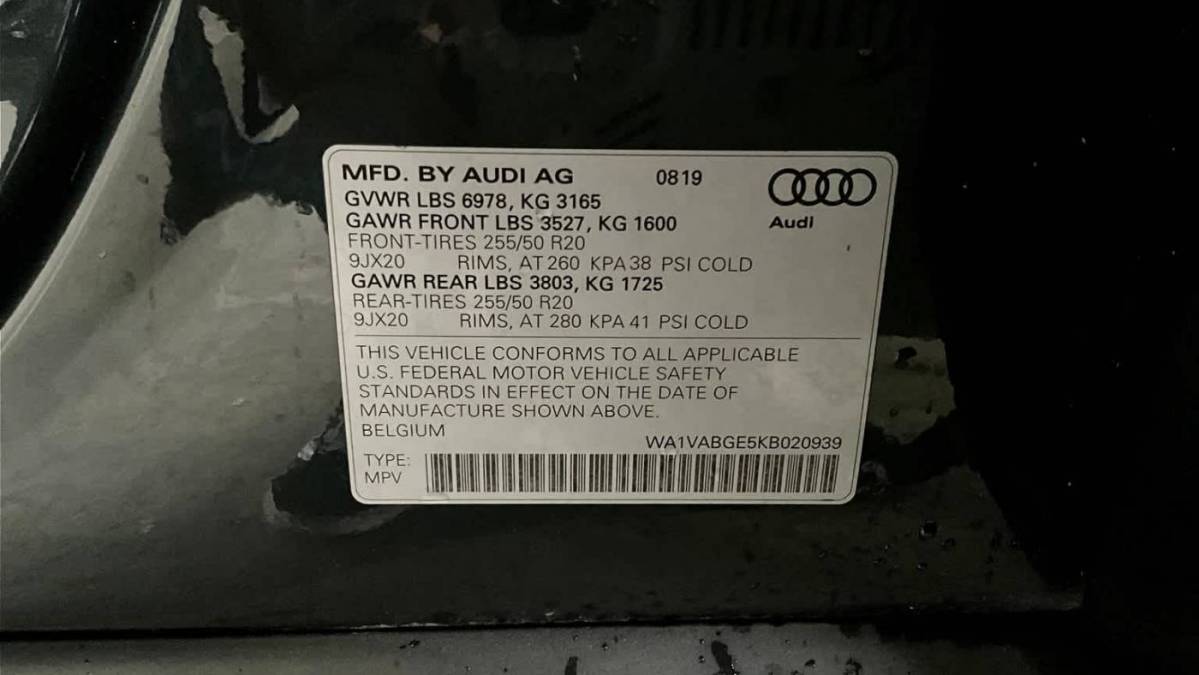 2019 Audi e-tron WA1VABGE5KB020939