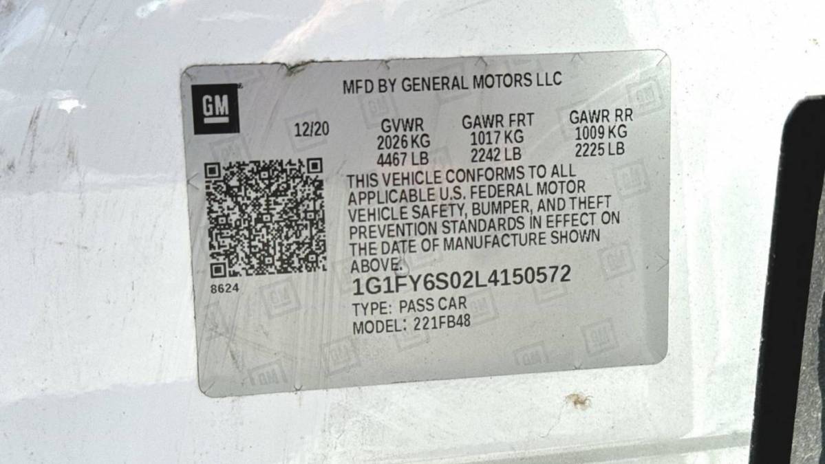 2020 Chevrolet Bolt 1G1FY6S02L4150572