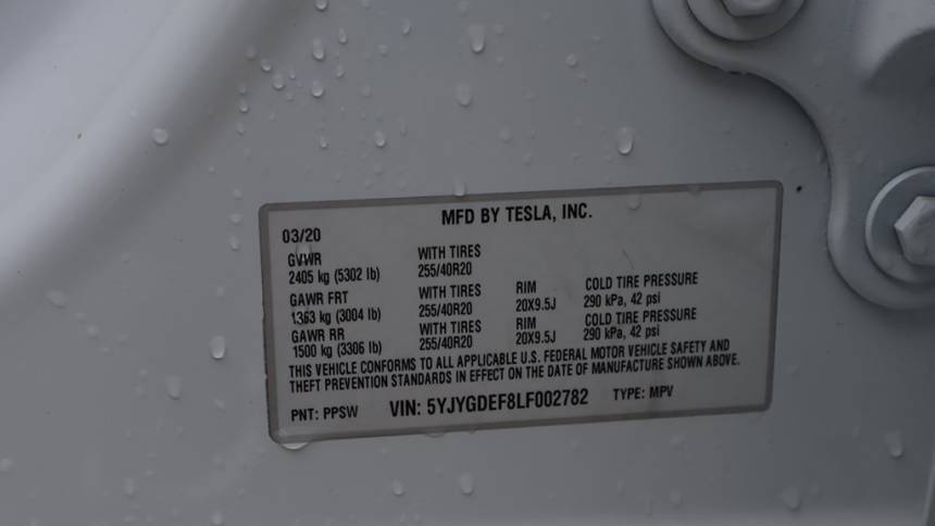 2020 Tesla Model Y 5YJYGDEF8LF002782