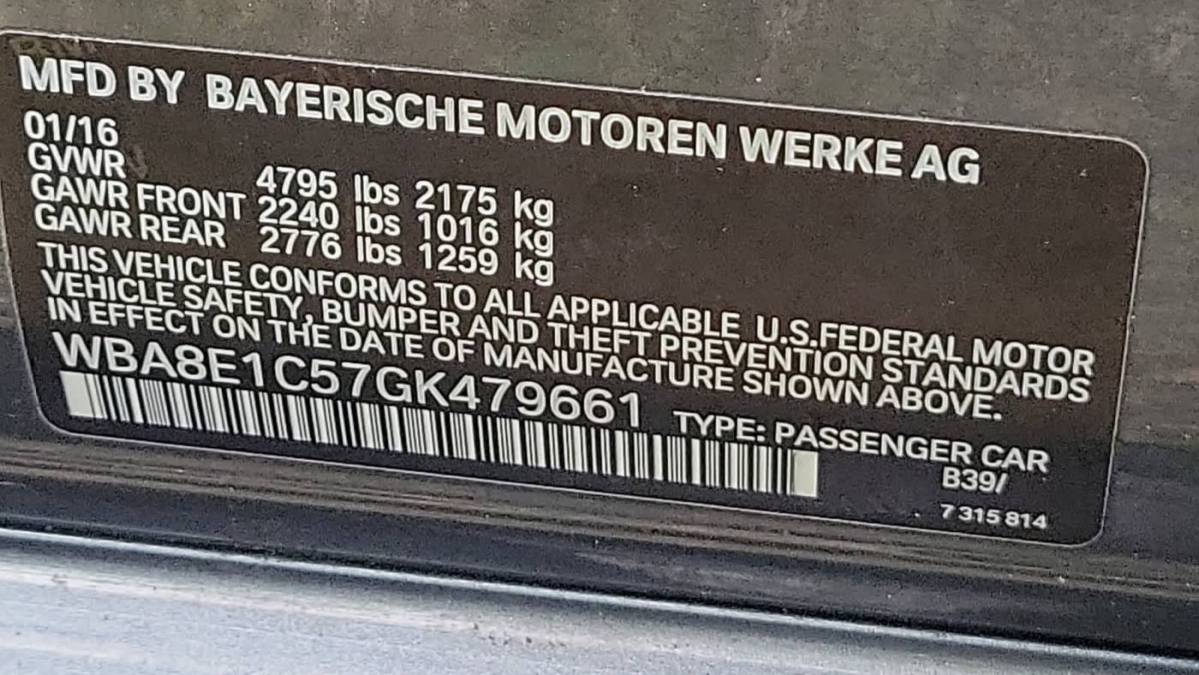 2016 BMW 3 Series WBA8E1C57GK479661