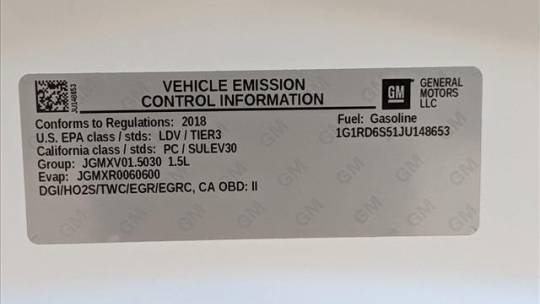 2018 Chevrolet VOLT 1G1RD6S51JU148653