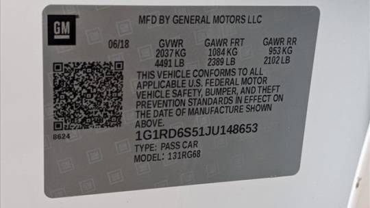 2018 Chevrolet VOLT 1G1RD6S51JU148653