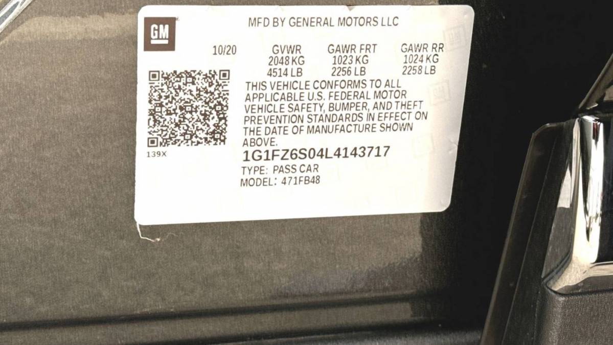 2020 Chevrolet Bolt 1G1FZ6S04L4143717