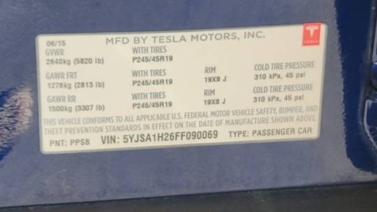 2015 Tesla Model S 5YJSA1H26FF090069