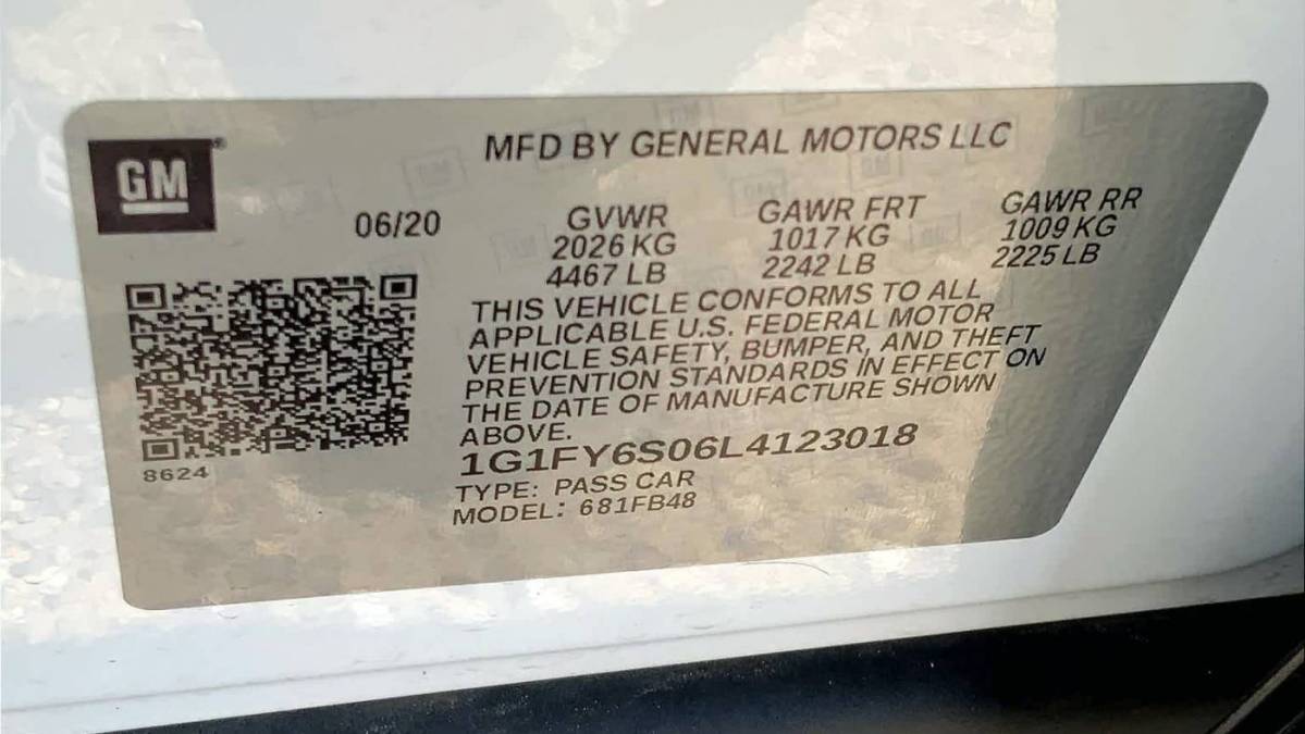 2020 Chevrolet Bolt 1G1FY6S06L4123018