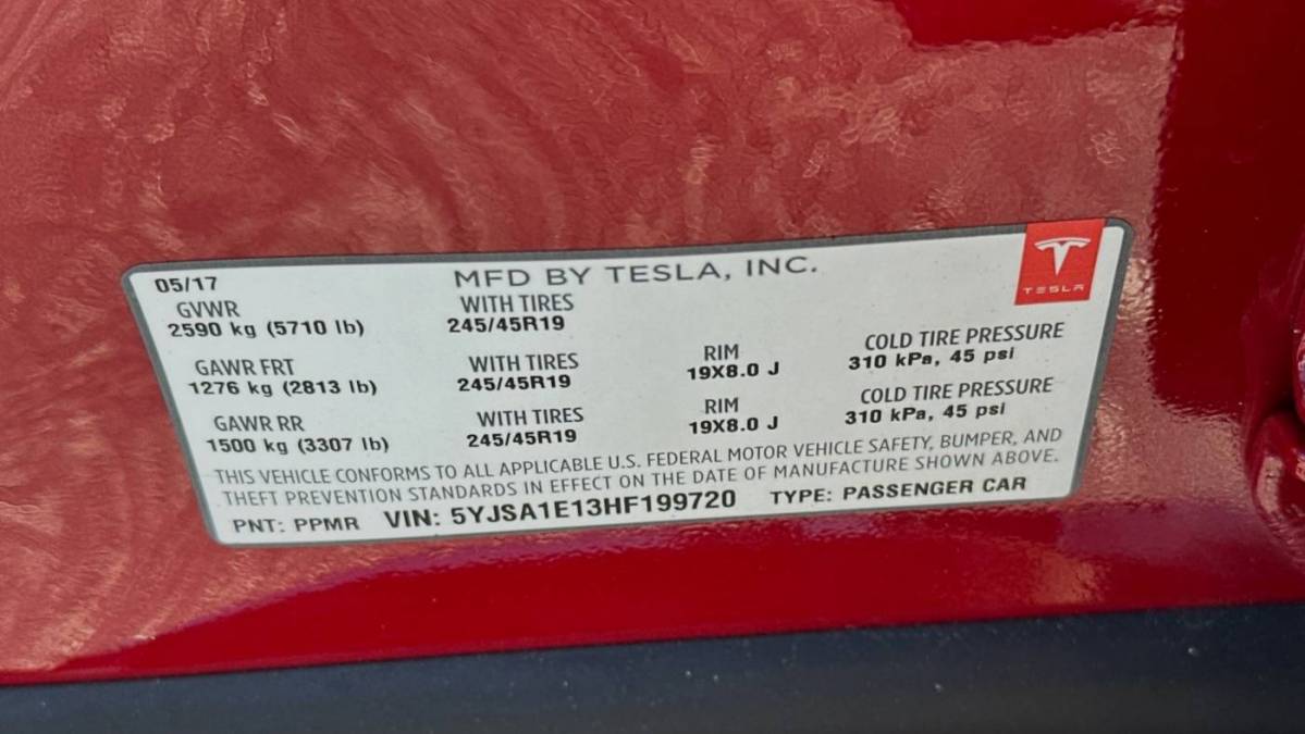 2017 Tesla Model S 5YJSA1E13HF199720