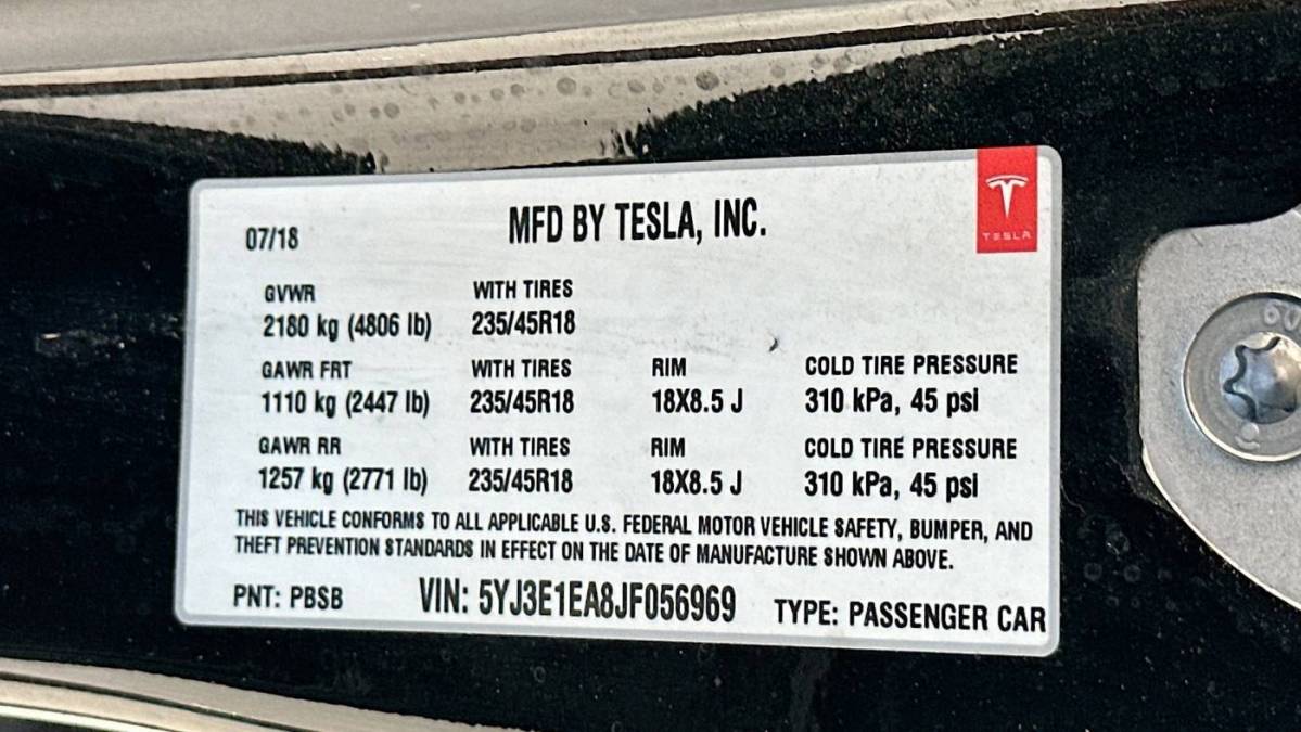 2018 Tesla Model 3 5YJ3E1EA8JF056969