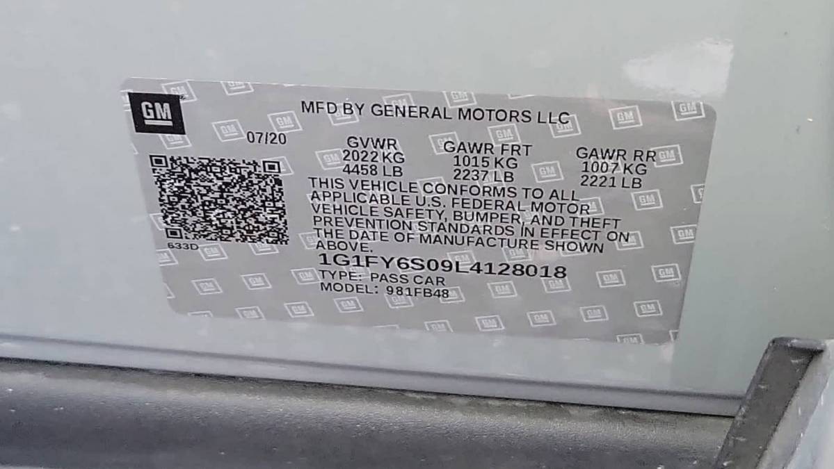 2020 Chevrolet Bolt 1G1FY6S09L4128018