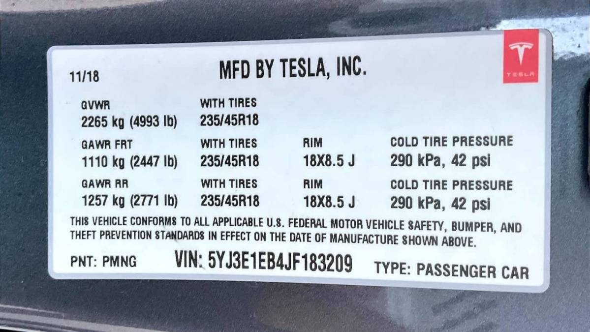 2018 Tesla Model 3 5YJ3E1EB4JF183209