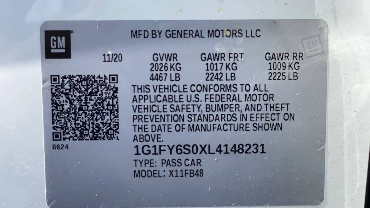 2020 Chevrolet Bolt 1G1FY6S0XL4148231