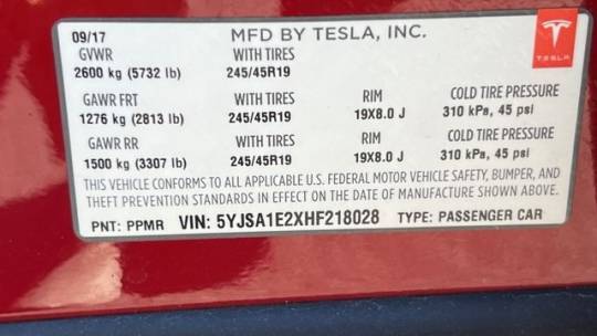 2017 Tesla Model S 5YJSA1E2XHF218028