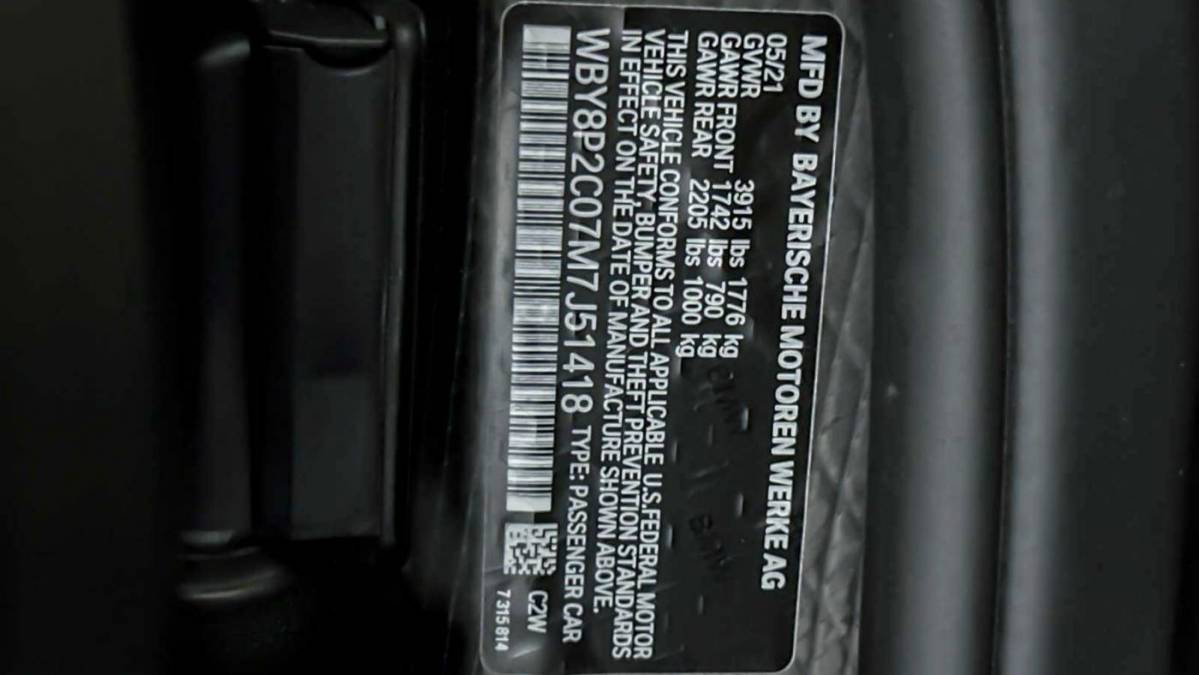 2021 BMW i3 WBY8P2C07M7J51418