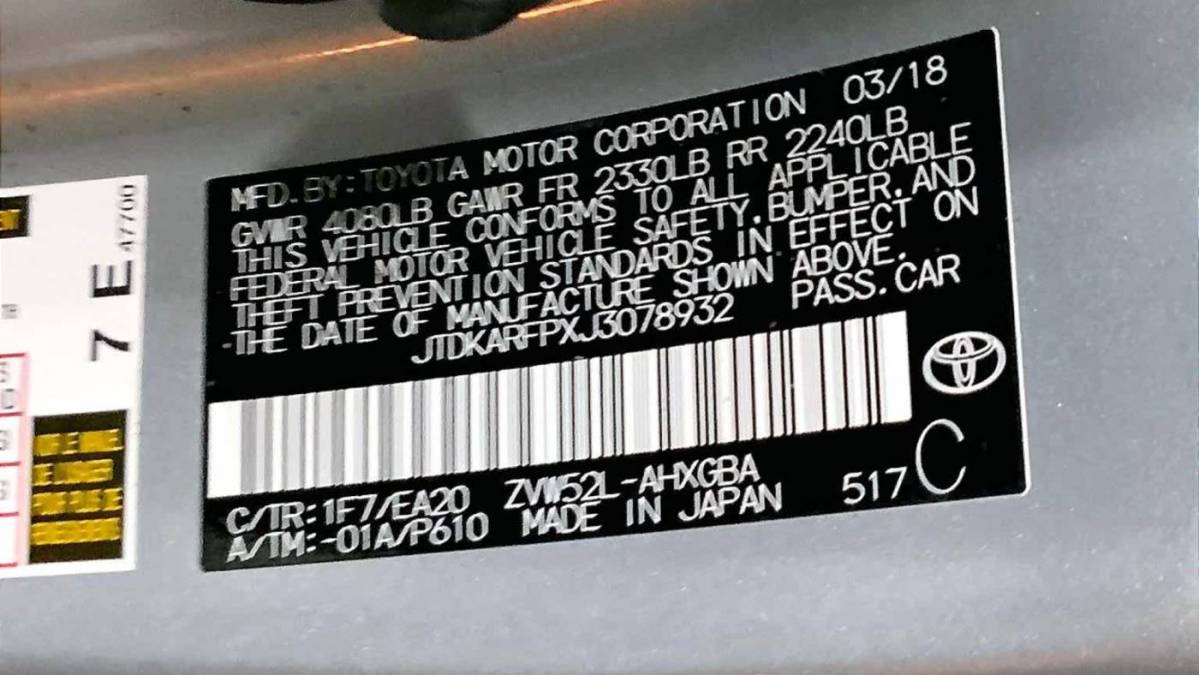 2018 Toyota Prius Prime JTDKARFPXJ3078932