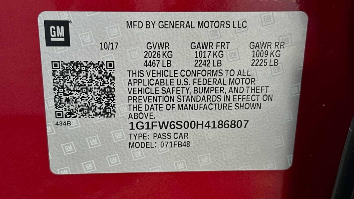 2017 Chevrolet Bolt 1G1FW6S00H4186807