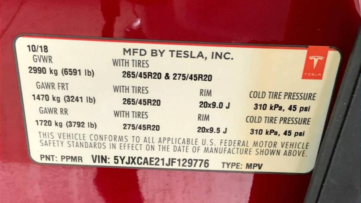 2018 Tesla Model X 5YJXCAE21JF129776