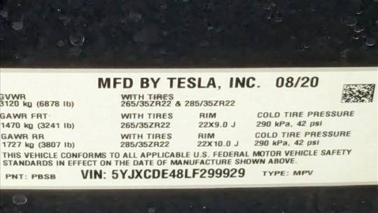 2020 Tesla Model X 5YJXCDE48LF299929