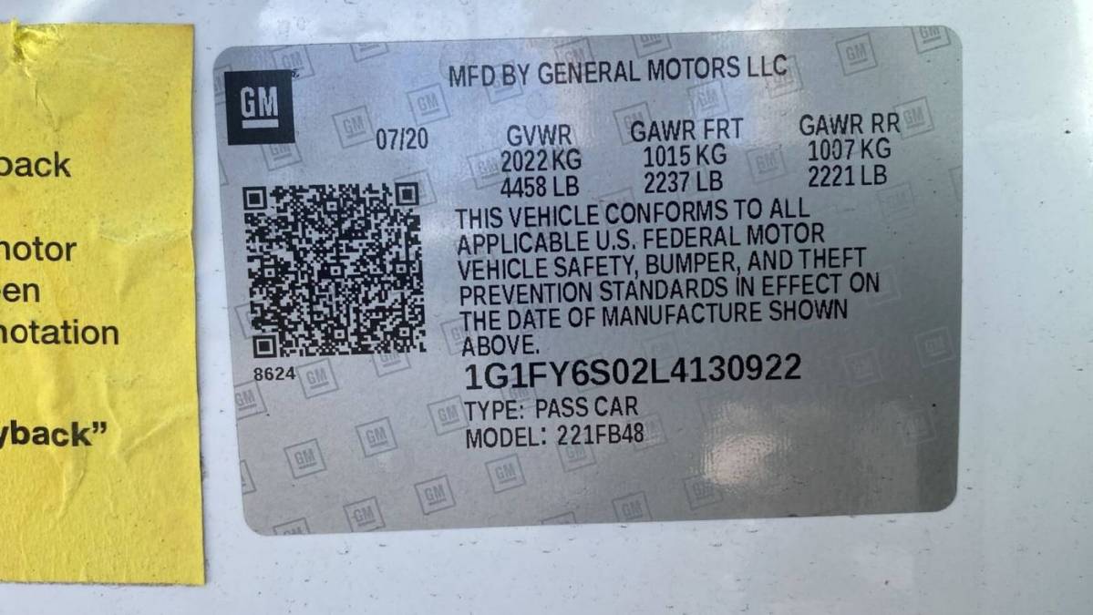 2020 Chevrolet Bolt 1G1FY6S02L4130922