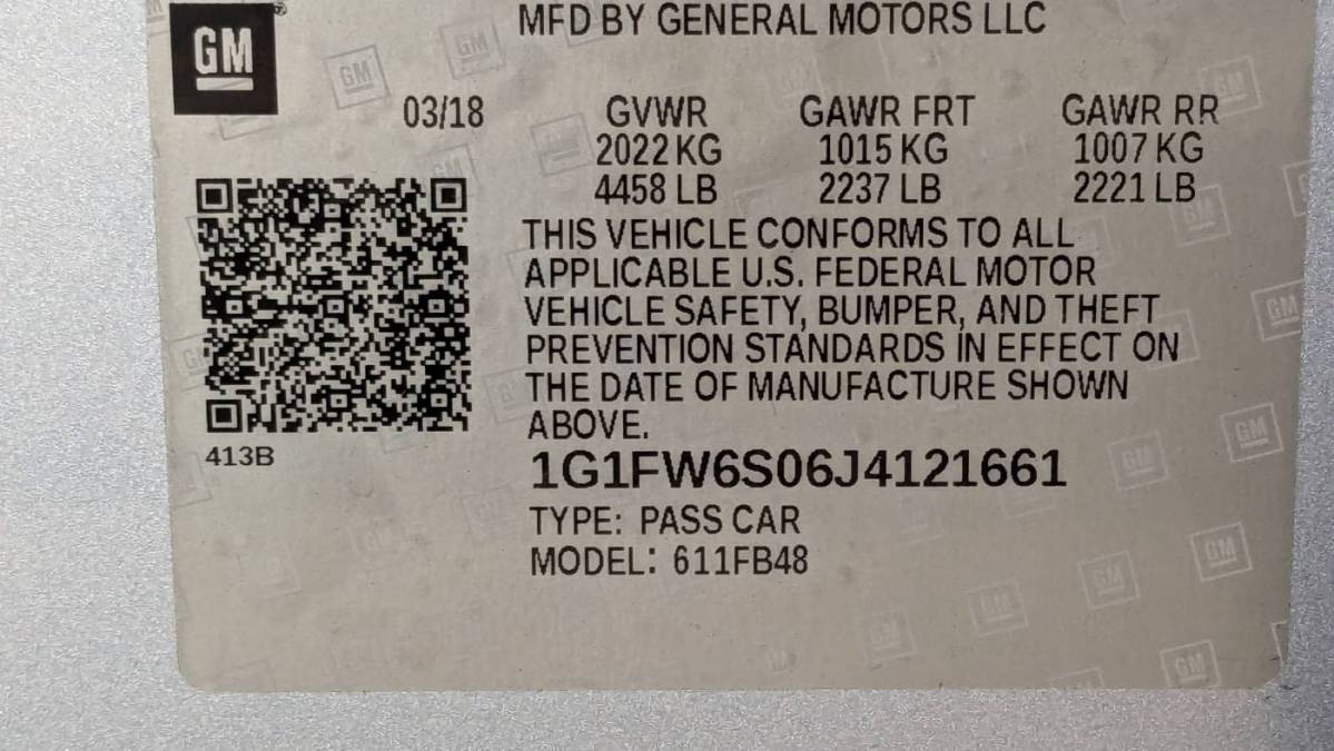 2018 Chevrolet Bolt 1G1FW6S06J4121661