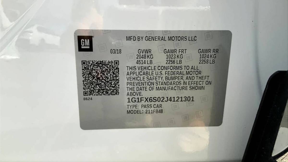 2018 Chevrolet Bolt 1G1FX6S02J4121301