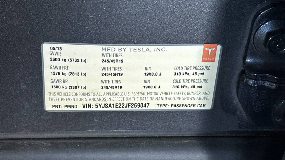 2018 Tesla Model S 5YJSA1E22JF259047