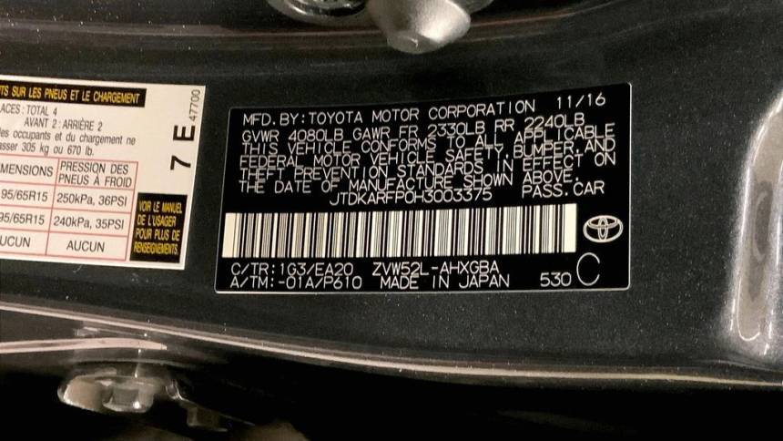 2017 Toyota Prius Prime JTDKARFP0H3003375