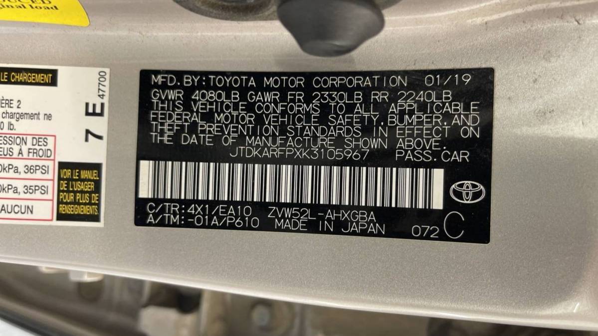 2019 Toyota Prius Prime JTDKARFPXK3105967