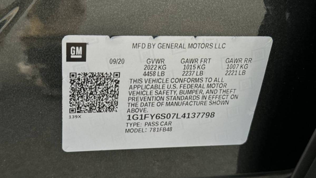 2020 Chevrolet Bolt 1G1FY6S07L4137798