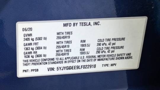 2020 Tesla Model Y 5YJYGDEE9LF022918