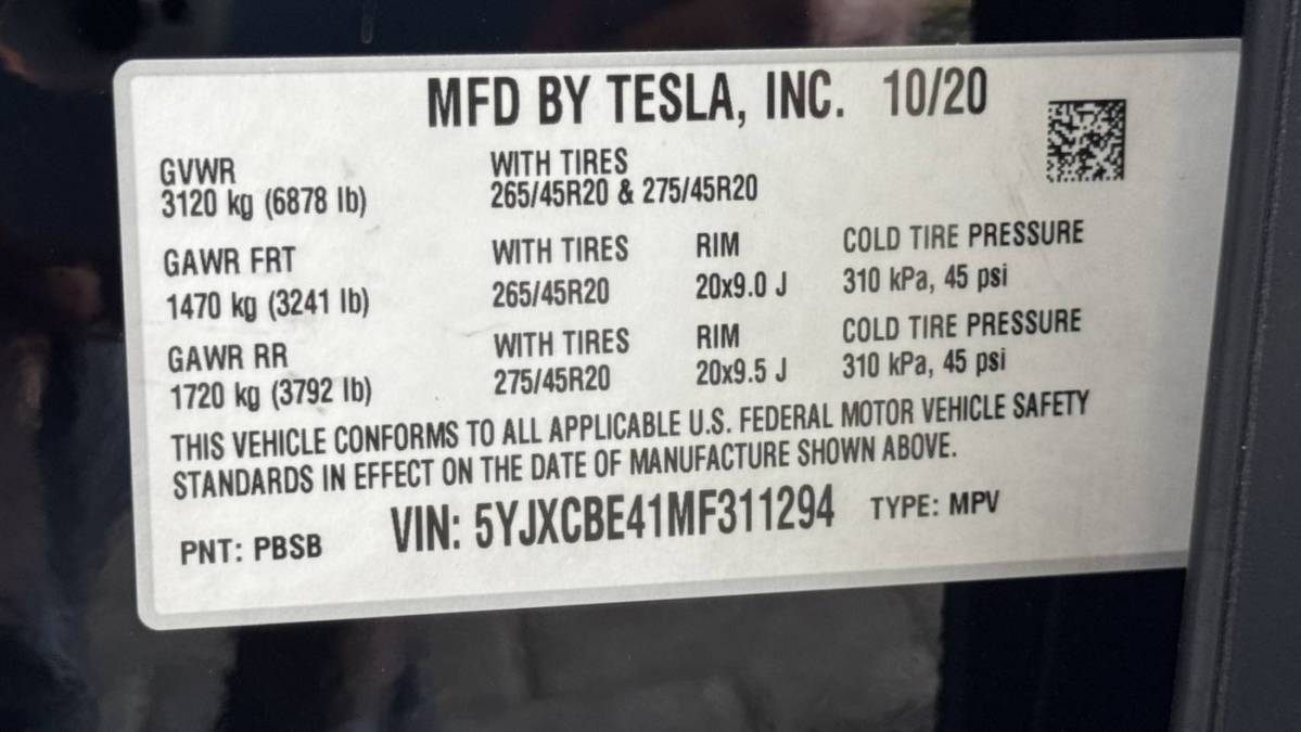 2021 Tesla Model X 5YJXCBE41MF311294