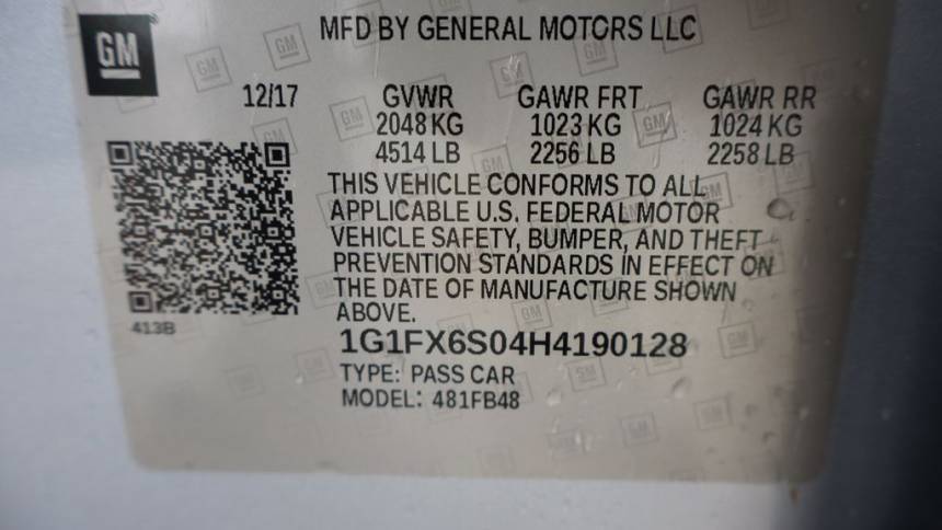 2017 Chevrolet Bolt 1G1FX6S04H4190128