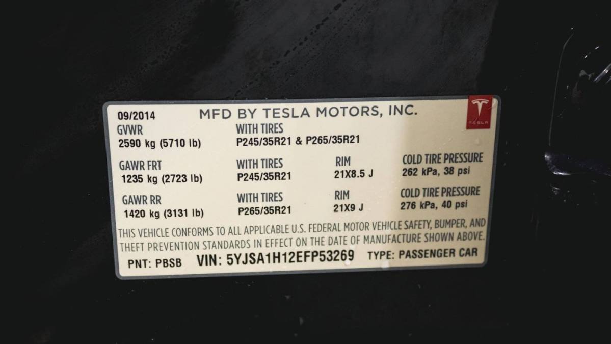 2014 Tesla Model S 5YJSA1H12EFP53269