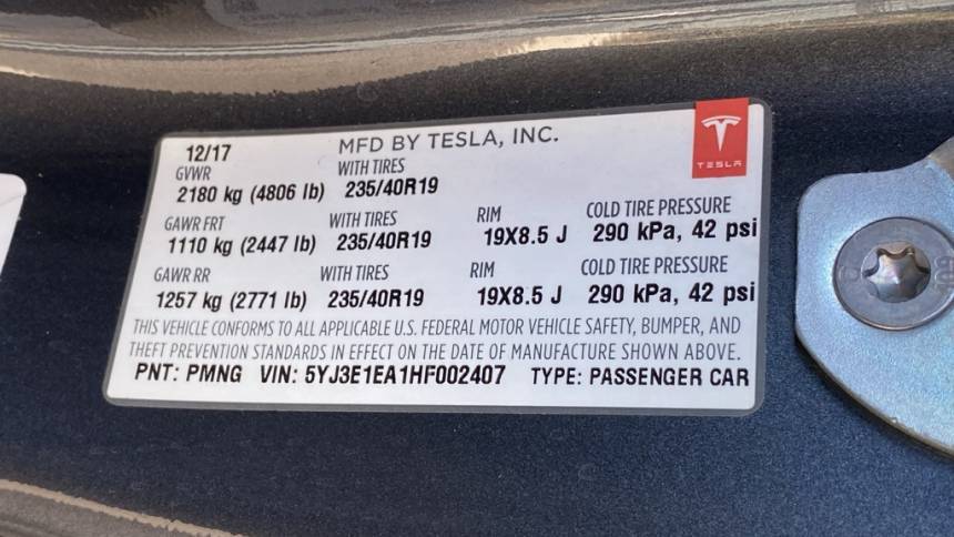 2017 Tesla Model 3 5YJ3E1EA1HF002407