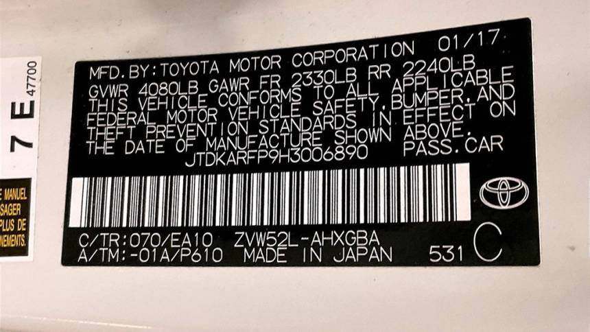 2017 Toyota Prius Prime JTDKARFP9H3006890