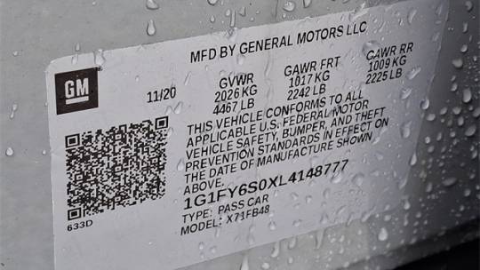 2020 Chevrolet Bolt 1G1FY6S0XL4148777