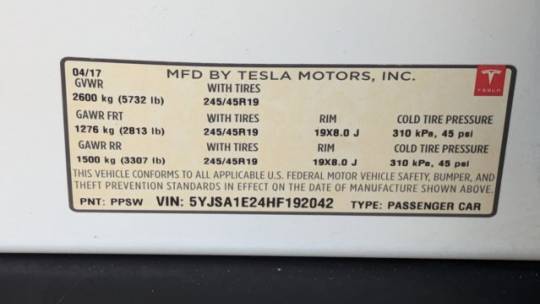 2017 Tesla Model S 5YJSA1E24HF192042