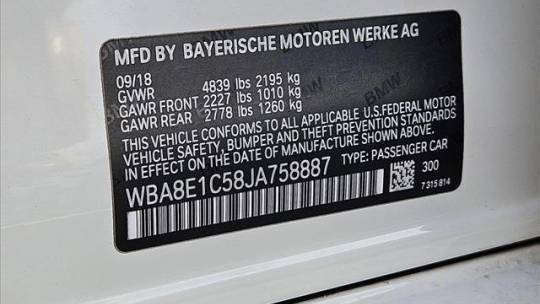 2018 BMW 3 Series WBA8E1C58JA758887