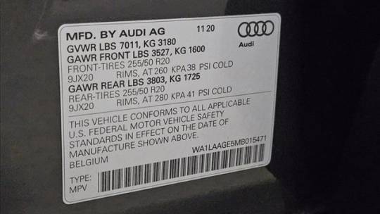 2021 Audi e-tron WA1LAAGE5MB015471