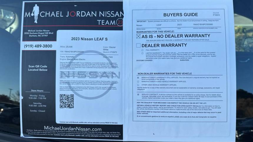 2023 Nissan LEAF 1N4AZ1BV8PC555060